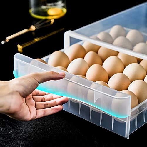 Recipiente de almacenamiento de huevos, refrigerador de plástico Caja de almacenamiento de huevos Cartón de huevos apilable Caja de almacenamiento de congelación de alimentos transparente, de una sola