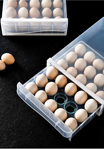 Recipiente de almacenamiento de huevos, refrigerador de plástico Caja de almacenamiento de huevos Cartón de huevos apilable Caja de almacenamiento de congelación de alimentos transparente, de una sola