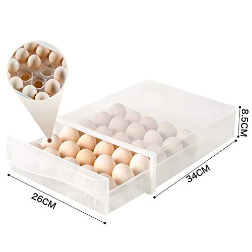 Recipiente de almacenamiento de huevos, refrigerador de plástico Caja de almacenamiento de huevos Cartón de huevos apilable Caja de almacenamiento de congelación de alimentos transparente, de una sola