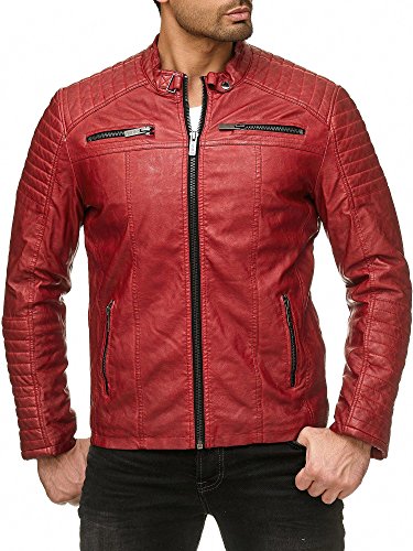 Red Bridge Hombres Chaqueta Cuero Sintético Transición Acanalada Moda Casuales Algodón Jacket