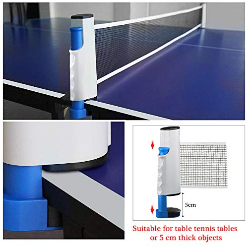 Red de Tenis de Mesa, Repuesto Portátil Retráctil Table Tennis Net - Ping Pong Net para Entrenamiento Abrazaderas, Longitud ajustable 200 (max) x 14.5cm