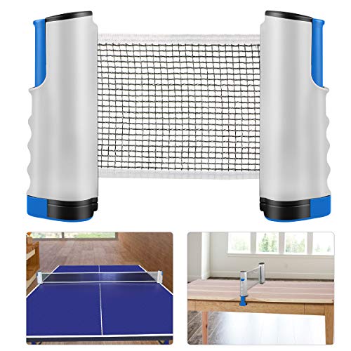 Red de Tenis de Mesa, Repuesto Portátil Retráctil Table Tennis Net - Ping Pong Net para Entrenamiento Abrazaderas, Longitud ajustable 200 (max) x 14.5cm