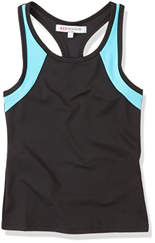 RED WAGON Camiseta Deportiva de Tirantes para Niñas, Negro (Black/menthol Blue), 4 años