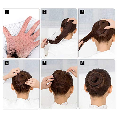 Redecillas Pelo Invisible FOGAWA 20 PCS Redecillas de Peluca Moño Ballet Malla con Borde Elástico para Mujer Artistas diy peluqueria decoracion pelo de ballet para las mujeres- Café (50cm)