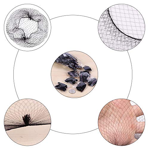 Redecillas Pelo Invisible FOGAWA 20 PCS Redecillas de Peluca Moño Ballet Malla con Borde Elástico para Mujer Artistas diy peluqueria decoracion pelo de ballet para las mujeres- Café (50cm)