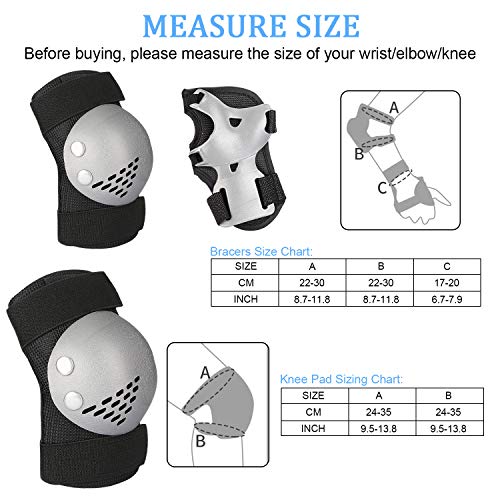 Redmoo Protecciones Patines Niños, 6pcs Juego Protectores Rodilleras Coderas Muñeca Muñequeras Seguridad para Skate Bicicleta Ciclismo (Negro) Redmoo Protecciones Patines Niños, 6pcs Juego Protectores Rodilleras Coderas Muñeca Muñequeras Seguridad para Skate Bicicleta Ciclismo (Negro)