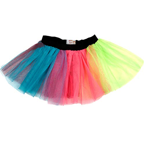 Redstar Fancy Dress® - Pack de Fiesta - Tutú, Calentadores, Guantes, Collar y brazaletes - Neón - Multicolor - 78 - 98 cm
