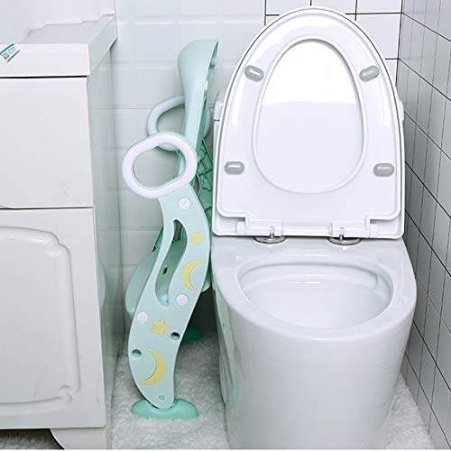 Reductor WC niƱos Aseo Asiento con Escalera, Escalera wc, 2 Escalones y Agarraderas Grandes, Asiento de Entrenamiento de Inodoro Ajustable y Plegable, Verde Reductor WC niƱos Aseo Asiento con Escalera, Escalera wc, 2 Escalones y Agarraderas Grandes, Asiento de Entrenamiento de Inodoro Ajustable y Plegable, Verde