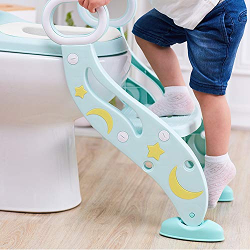 Reductor WC niƱos Aseo Asiento con Escalera, Escalera wc, 2 Escalones y Agarraderas Grandes, Asiento de Entrenamiento de Inodoro Ajustable y Plegable, Verde Reductor WC niƱos Aseo Asiento con Escalera, Escalera wc, 2 Escalones y Agarraderas Grandes, Asiento de Entrenamiento de Inodoro Ajustable y Plegable, Verde