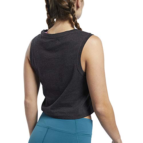 Reebok CF Crop Read tee Camiseta sin Mangas, Mujer, Negro (Black Melange), M Reebok CF Crop Read tee Camiseta sin Mangas, Mujer, Negro (Black Melange), M