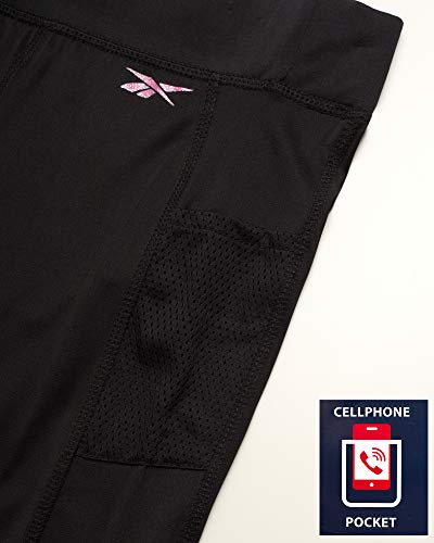 Reebok Girls Active Solid Legging Pants with Mesh Pocket (2 Pack), Heather Grey/Black, Size Small' Reebok Girls Active Solid Legging Pants with Mesh Pocket (2 Pack), Heather Grey/Black, Size Small'