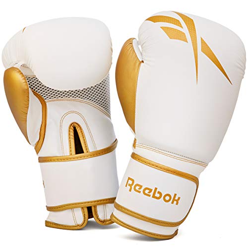 Reebok Guantes de Boxeo - Oro/Blanco, 12 oz Reebok Guantes de Boxeo - Oro/Blanco, 12 oz