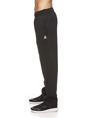 Reebok Men's Track & Running Pants with Pockets - Athletic Workout Training & Gym Pants for Men - Black Sprint Ob, Large