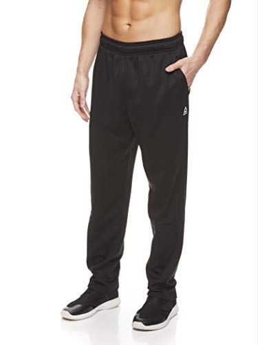 Reebok Men's Track & Running Pants with Pockets - Athletic Workout Training & Gym Pants for Men - Black Sprint Ob, Large