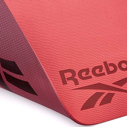 Reebok Rojo Esterilla de Yoga de Doble Cara de 6mm, Unisex-Adult