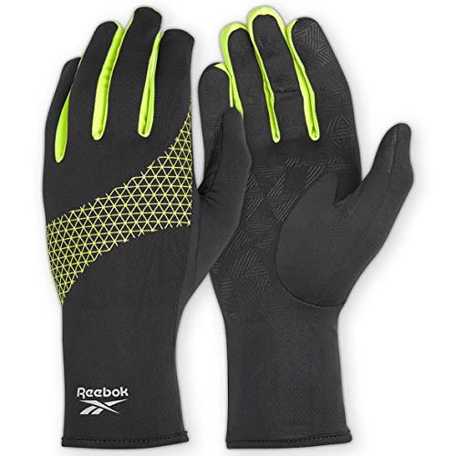 Reebok RRGL-12201 Guantes para Correr, Adultos Unisex, Negro, M-19-20 cm (Alrededor de la Palma)