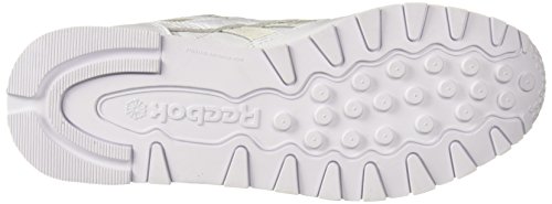 Reebok Zapatillas de satén CL LTHR para mujer, blanco (Blanco (sidestripes-white/lgh gre)), 42.5 EU