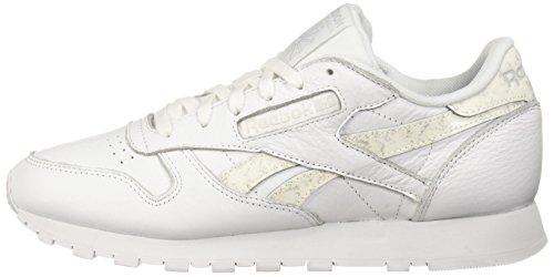 Reebok Zapatillas de satén CL LTHR para mujer, blanco (Blanco (sidestripes-white/lgh gre)), 42.5 EU