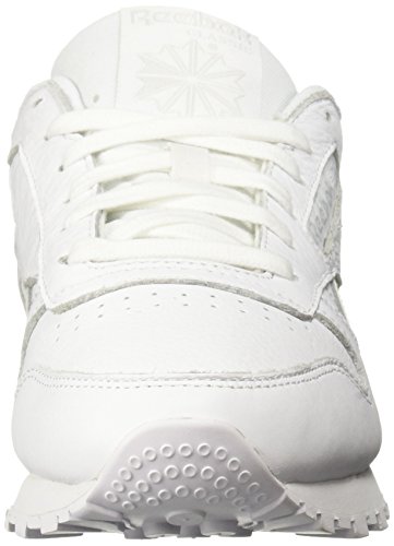 Reebok Zapatillas de satén CL LTHR para mujer, blanco (Blanco (sidestripes-white/lgh gre)), 42.5 EU