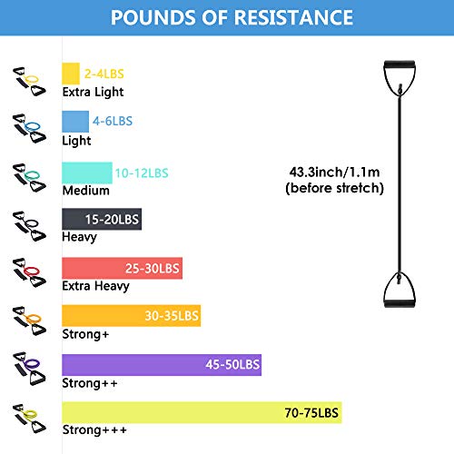 REEHUT Bandas Elásticas de Entrenamiento, Bandas de Resistencia para Fitness Cable de Ejercicio de Entrenamiento para Tonificación Muscular, Equipo de Ejercicio de Estiramientos para Yoga - Atómico