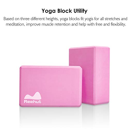 REEHUT Bloques de Yoga (1pc o 2pcs) - Bloque de Espuma EVA de Alta Densidad para Apoyar y Profundizar Las Poses, Mejorar la Fuerza y Ayudar en el Equilibrio y la Flexibilidad (Rosa,1pc)
