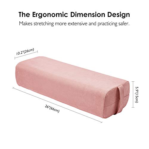 REEHUT Bolster Yoga Rectangular, Cojín de Meditación de Densidad Mixta y Soporte Cómodo, Relleno de Esponja y Funda de Ante Lavable, con Manija (66 x 26 cm) - Rosado REEHUT Bolster Yoga Rectangular, Cojín de Meditación de Densidad Mixta y Soporte Cómodo, Relleno de Esponja y Funda de Ante Lavable, con Manija (66 x 26 cm) - Rosado