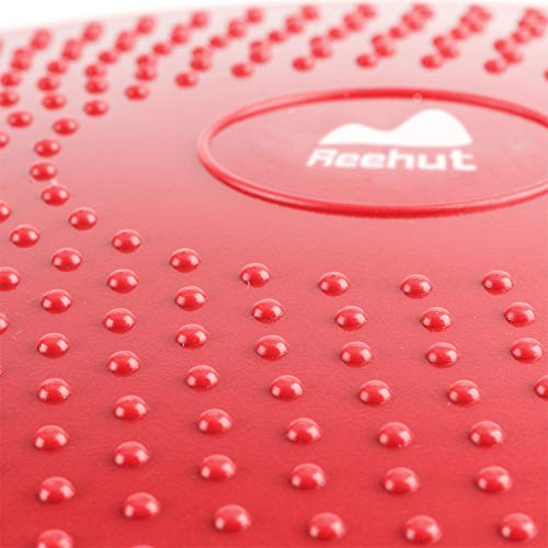 REEHUT Cojín de Equilibrio, Disco de Equilibrio para Fitness, Yoga, Pilates, Entrenamiento y Ejercicio Físico, Disco de Inestabilidad Hinchable con Bomba de Aire Incluida (Diámetro 33cm, Rojo)