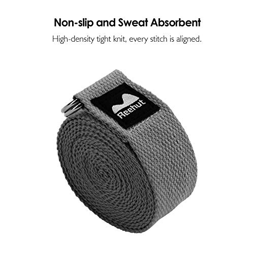 REEHUT Correa para Yoga - Cinturón con Hebilla Metal D-Anillos de Poliéster Algodón Resistente para Ejercicios de Estiramiento, Fitness, Pilates y Flexibilidad (Gris,3m,10ft) REEHUT Correa para Yoga - Cinturón con Hebilla Metal D-Anillos de Poliéster Algodón Resistente para Ejercicios de Estiramiento, Fitness, Pilates y Flexibilidad (Gris,3m,10ft)