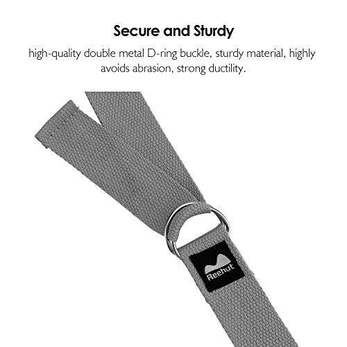 REEHUT Correa para Yoga - Cinturón con Hebilla Metal D-Anillos de Poliéster Algodón Resistente para Ejercicios de Estiramiento, Fitness, Pilates y Flexibilidad (Gris,3m,10ft) REEHUT Correa para Yoga - Cinturón con Hebilla Metal D-Anillos de Poliéster Algodón Resistente para Ejercicios de Estiramiento, Fitness, Pilates y Flexibilidad (Gris,3m,10ft)