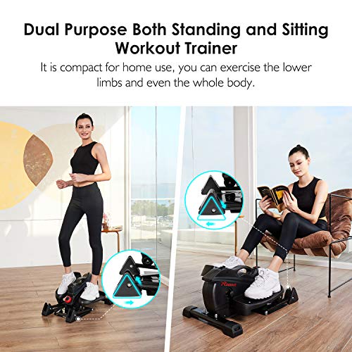 REEHUT Escaladora Stepper Mini Bicicleta Estática Debajo de Mesa, Bicicleta Eliptica de Pie con Pedales, Pedaleador Compacto y Silencioso, Resistencia Ajustable para Entrenamiento en Oficina y Casa