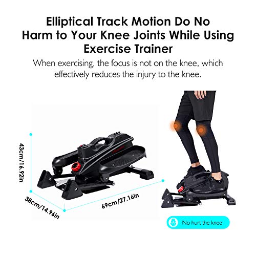 REEHUT Escaladora Stepper Mini Bicicleta Estática Debajo de Mesa, Bicicleta Eliptica de Pie con Pedales, Pedaleador Compacto y Silencioso, Resistencia Ajustable para Entrenamiento en Oficina y Casa