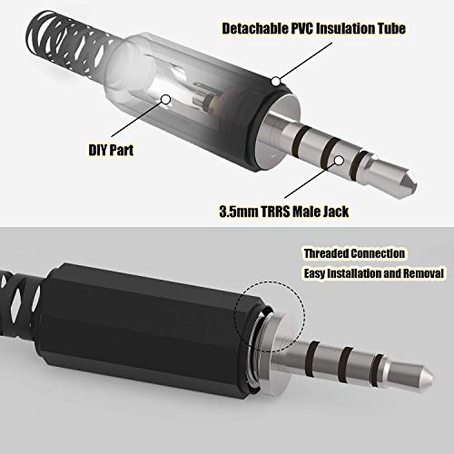 Reemplazo 4 Unidades TRRS Macho Enchufe 4 Polos 1/8"3.5mm Tipo de Soldadura DIY Cable de Audio Conector para Reparación Auriculares