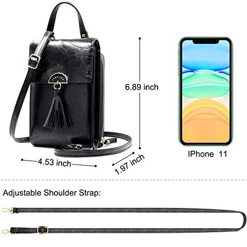 REETEE Bandolera Pequeña Mujer Cuero PU Cartera Bolso de Teléfono Móvil para Mujer, Mini Crossbody Bag Bolso Movil Mujer Monedero con Ranuras para Tarjeta y Correa Ajustable (negro) REETEE Bandolera Pequeña Mujer Cuero PU Cartera Bolso de Teléfono Móvil para Mujer, Mini Crossbody Bag Bolso Movil Mujer Monedero con Ranuras para Tarjeta y Correa Ajustable (negro)