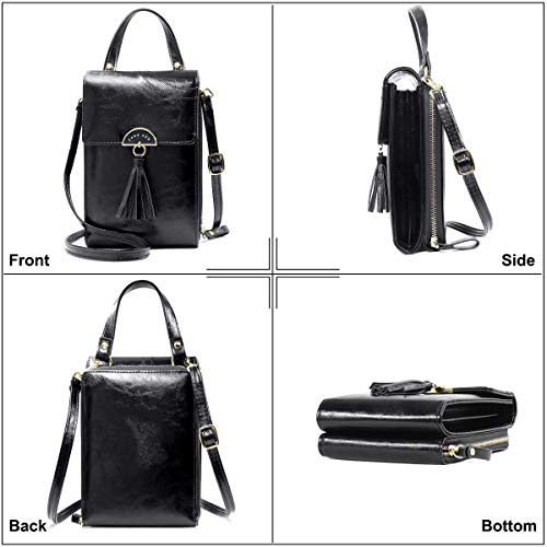 REETEE Bandolera Pequeña Mujer Cuero PU Cartera Bolso de Teléfono Móvil para Mujer, Mini Crossbody Bag Bolso Movil Mujer Monedero con Ranuras para Tarjeta y Correa Ajustable (negro) REETEE Bandolera Pequeña Mujer Cuero PU Cartera Bolso de Teléfono Móvil para Mujer, Mini Crossbody Bag Bolso Movil Mujer Monedero con Ranuras para Tarjeta y Correa Ajustable (negro)