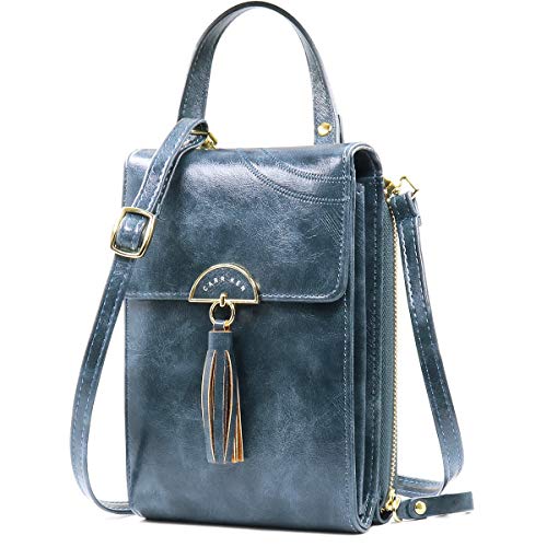 REETEE Bandolera Pequeña Mujer Cuero PU Cartera Bolso de Teléfono Móvil para Mujer, Mini Crossbody Bag Bolso Movil Mujer Monedero con Ranuras para Tarjeta y Correa Ajustable (azul marino)