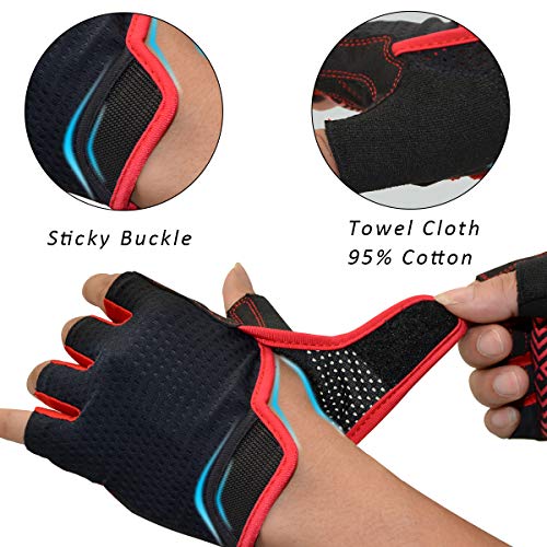REETEE Guantes de Bicicleta Medio Dedo Guantes para Hombres Mujeres Antideslizante Transpirable Guantes de Ciclismo Guantes Deportivos Cortos para al Aire Libre de Ciclismo (Rojo, L) REETEE Guantes de Bicicleta Medio Dedo Guantes para Hombres Mujeres Antideslizante Transpirable Guantes de Ciclismo Guantes Deportivos Cortos para al Aire Libre de Ciclismo (Rojo, L)