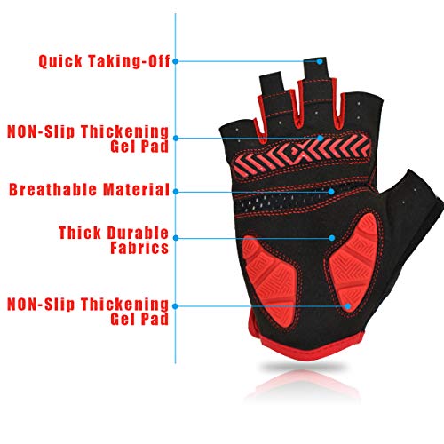 REETEE Guantes de Bicicleta Medio Dedo Guantes para Hombres Mujeres Antideslizante Transpirable Guantes de Ciclismo Guantes Deportivos Cortos para al Aire Libre de Ciclismo (Rojo, L) REETEE Guantes de Bicicleta Medio Dedo Guantes para Hombres Mujeres Antideslizante Transpirable Guantes de Ciclismo Guantes Deportivos Cortos para al Aire Libre de Ciclismo (Rojo, L)