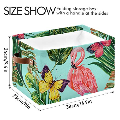REFFW Paquete de 2 contenedores de Almacenamiento de Tela Plegables para el hogar, para el Armario del hogar, cajones, organizadores, flamencos Rosados, pájaros exóticos, Mariposas Florales REFFW Paquete de 2 contenedores de Almacenamiento de Tela Plegables para el hogar, para el Armario del hogar, cajones, organizadores, flamencos Rosados, pájaros exóticos, Mariposas Florales
