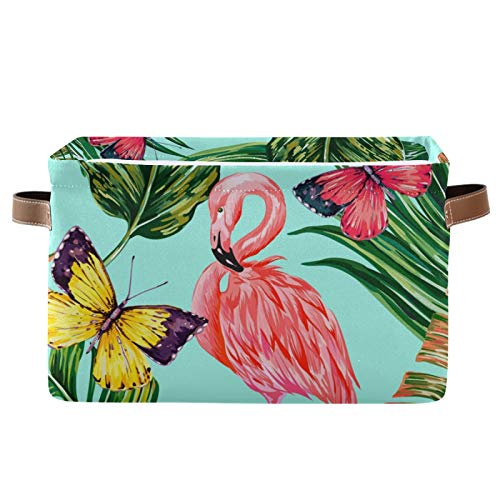 REFFW Paquete de 2 contenedores de Almacenamiento de Tela Plegables para el hogar, para el Armario del hogar, cajones, organizadores, flamencos Rosados, pájaros exóticos, Mariposas Florales REFFW Paquete de 2 contenedores de Almacenamiento de Tela Plegables para el hogar, para el Armario del hogar, cajones, organizadores, flamencos Rosados, pájaros exóticos, Mariposas Florales