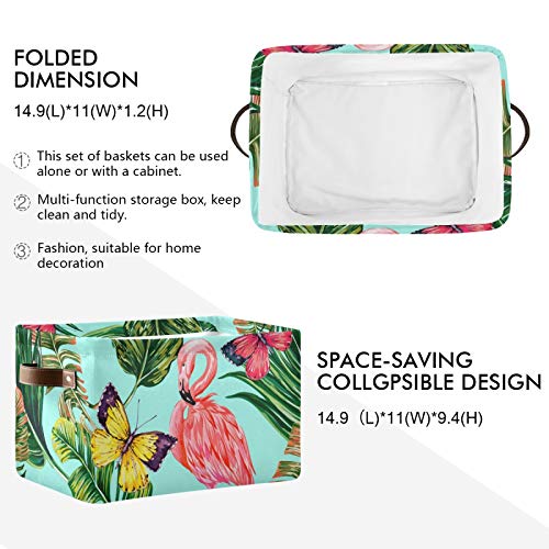 REFFW Paquete de 2 contenedores de Almacenamiento de Tela Plegables para el hogar, para el Armario del hogar, cajones, organizadores, flamencos Rosados, pájaros exóticos, Mariposas Florales REFFW Paquete de 2 contenedores de Almacenamiento de Tela Plegables para el hogar, para el Armario del hogar, cajones, organizadores, flamencos Rosados, pájaros exóticos, Mariposas Florales