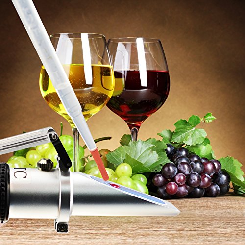 Refractómetro de Alcohol de vino portátil con ATC Dual Scale Brix 0-40% 0-25% VOL Probador de Óptica para uva de elaboración de vino Winemakers Homebrew Tool