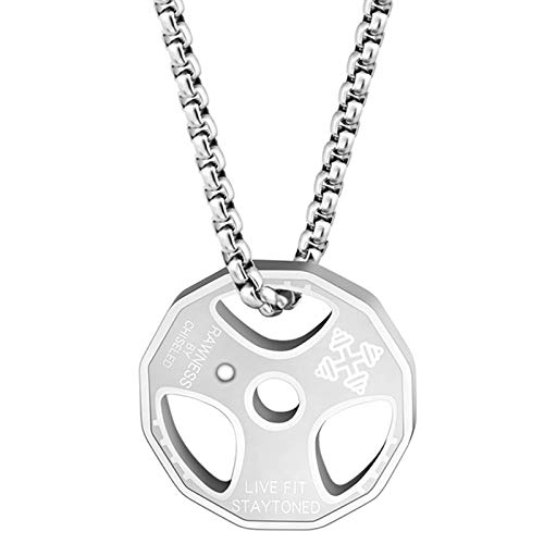 REFURBISHHOUSE Collar De Fitness De Acero Inoxidable Pendiente De Placa De Peso Fresco Plata Barra con Pesas Mancuerna Levantamiento De Pesas Joyas Deportivas Crossfit Culturismo REFURBISHHOUSE Collar De Fitness De Acero Inoxidable Pendiente De Placa De Peso Fresco Plata Barra con Pesas Mancuerna Levantamiento De Pesas Joyas Deportivas Crossfit Culturismo