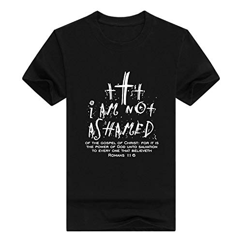 Regalo Cristiano para Hombre No Estoy avergonzado de los Romanos Camiseta de algodón con Estampado Divertido Regalo Cristiano para Hombre No Estoy avergonzado de los Romanos Camiseta de algodón con Estampado Divertido