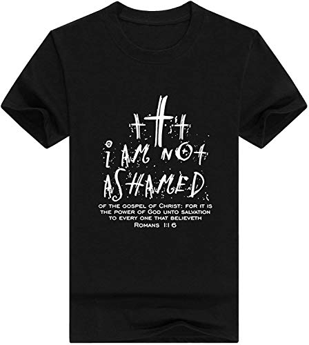 Regalo Cristiano para Hombre No Estoy avergonzado de los Romanos Camiseta de algodón con Estampado Divertido Regalo Cristiano para Hombre No Estoy avergonzado de los Romanos Camiseta de algodón con Estampado Divertido