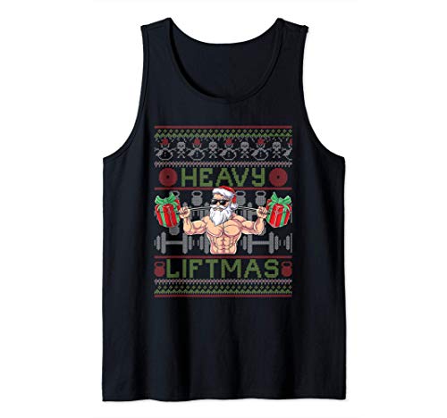 Regalo de salud navideña para Papá Noel Fisicoculturista nav Camiseta sin Mangas