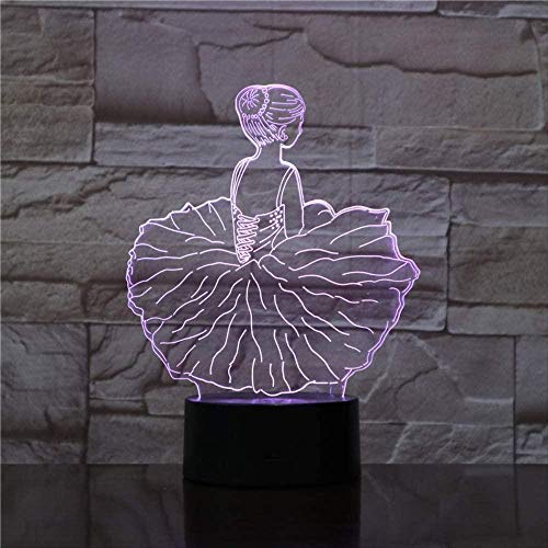 Regalo para madre para niña ballet danza color toque ilusión cambio niños visión 3D luz nocturna creativa regalo de vacaciones Regalo para madre para niña ballet danza color toque ilusión cambio niños visión 3D luz nocturna creativa regalo de vacaciones