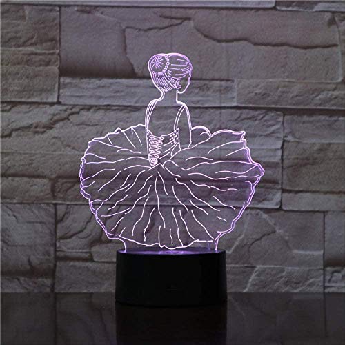 Regalo para madre para niña ballet danza color toque ilusión cambio niños visión 3D luz nocturna creativa regalo de vacaciones