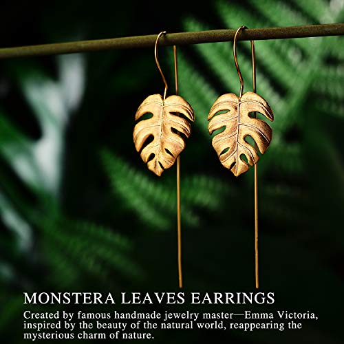 ♥ Regalo para Navidad♥ JIANGYUYAN Pendientes colgantes de plata esterlina S925 Pendientes colgantes de hojas de Monstera para mujeres y niñas, regalo de joyería único hecho a mano(Gold) ♥ Regalo para Navidad♥ JIANGYUYAN Pendientes colgantes de plata esterlina S925 Pendientes colgantes de hojas de Monstera para mujeres y niñas, regalo de joyería único hecho a mano(Gold)