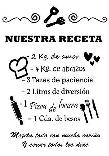 REGALOS ESTRELLA AZUL Vinilo de pared decorativos de cocina"Nuestra receta" Original frase decorativa de pared motivadora, vinilo de pared cocina (60x42) REGALOS ESTRELLA AZUL Vinilo de pared decorativos de cocina"Nuestra receta" Original frase decorativa de pared motivadora, vinilo de pared cocina (60x42)