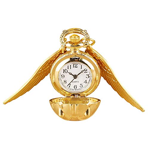 Regalos Navidad,Reloj Bolsillo Escarabajo Color Dorado tamaño pequeño con alas Reloj Bolsillo Cuarzo Colgante,Collar Diseño Lindo Relojes para niños Regalos para niños